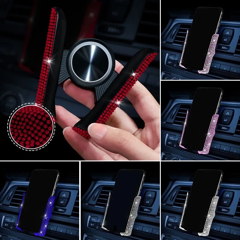 Car Phone Holder Case Fashion diamond Air Outlet Dashboard Storage Holder Rhinestone Navigation Bracket Auto Interior